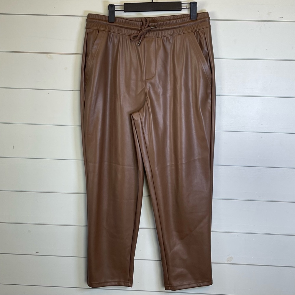 Faux leather pants brown women’s size Large NWOT